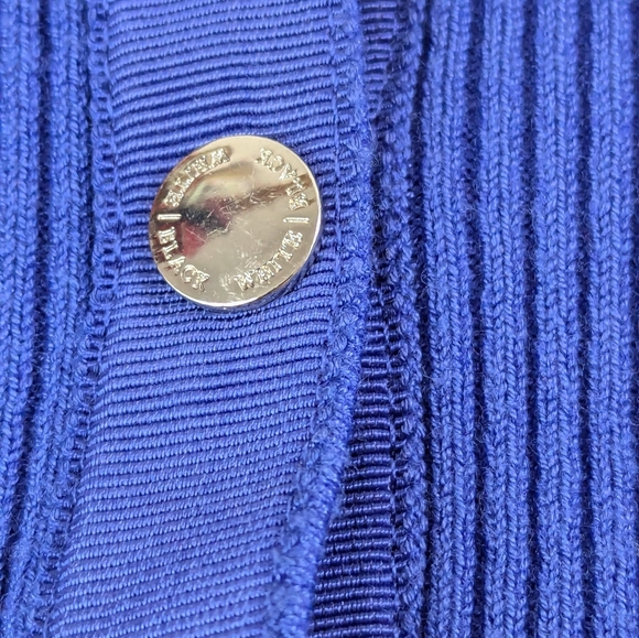 White House Black Market Ribbed Cobalt Blue Cardigan Front Snap Large - Picture 5 of 7